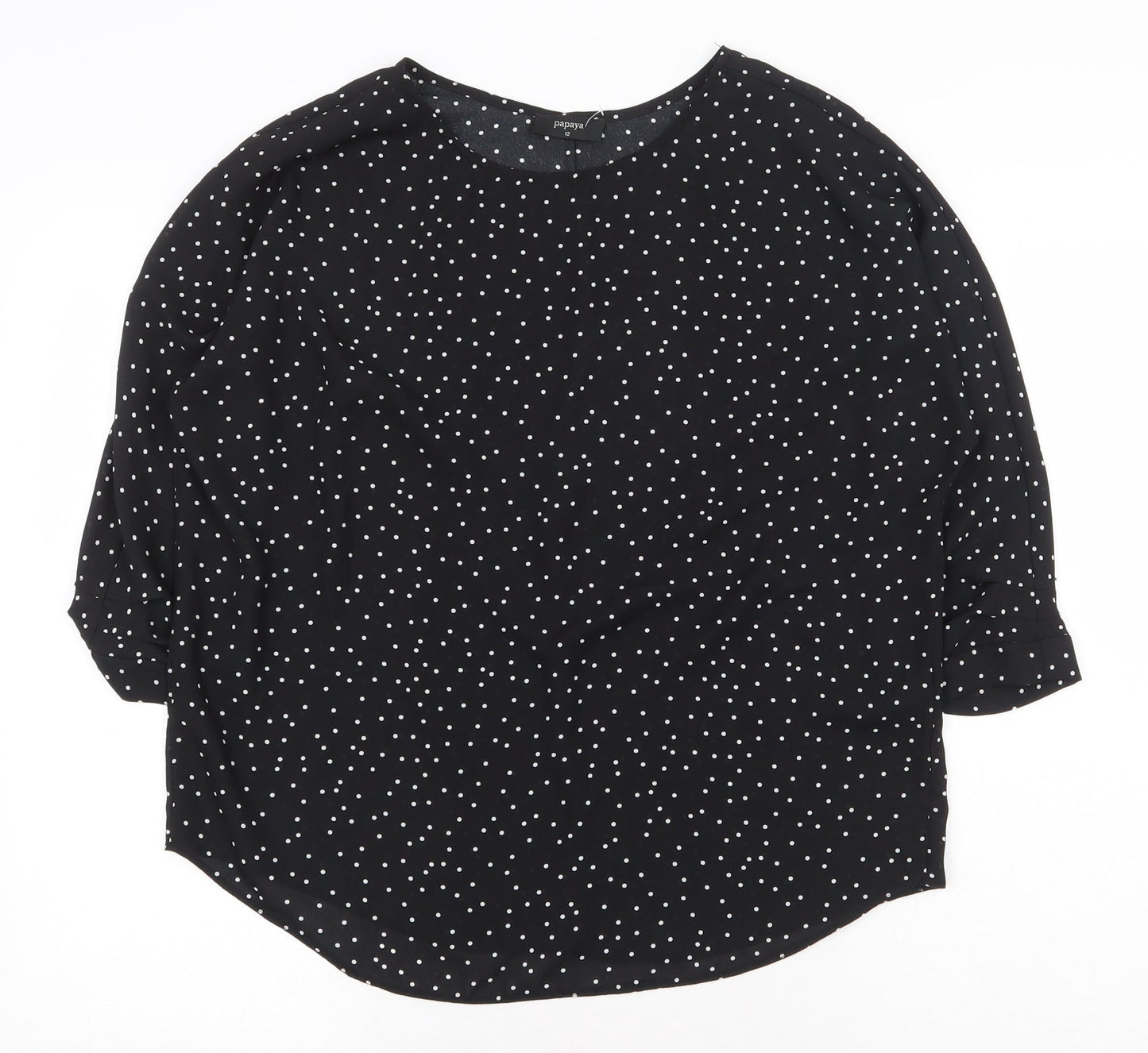 Womens UK Size 12 Papaya Black Basic Blouse