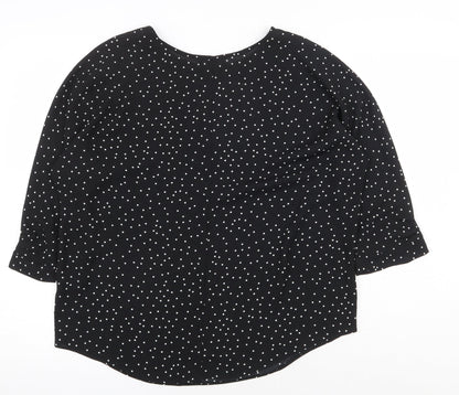 Womens UK Size 12 Papaya Black Basic Blouse