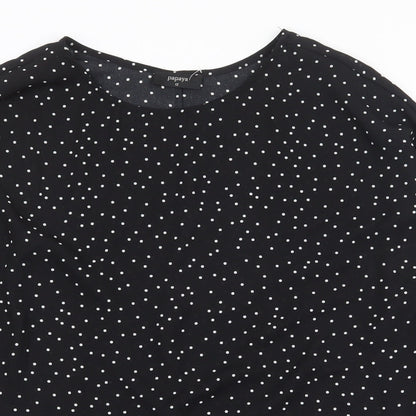 Womens UK Size 12 Papaya Black Basic Blouse