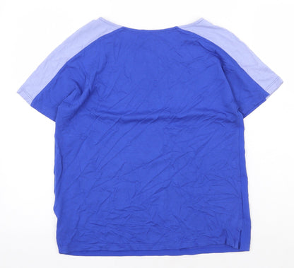 Marks and Spencer Womens Blue Viscose Basic T-Shirt Size 8 Boat Neck
