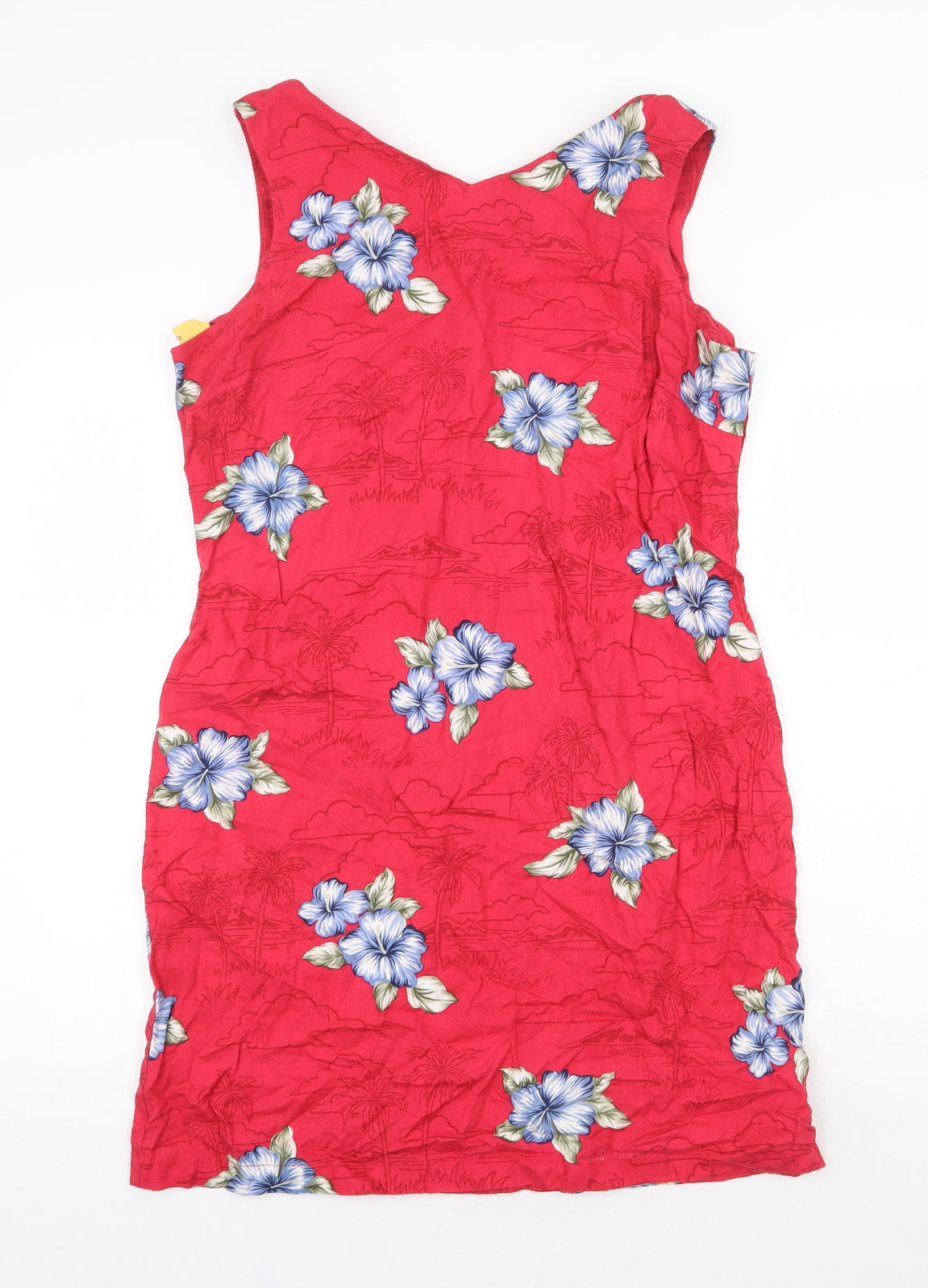 Caribbean Joe Womens Pink Floral Viscose Shift Size L V-Neck Zip