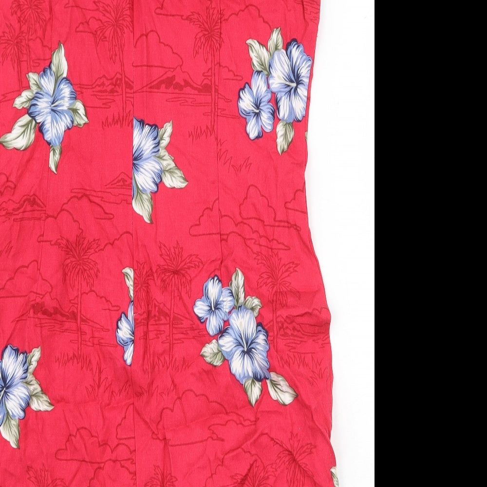 Caribbean Joe Womens Pink Floral Viscose Shift Size L V-Neck Zip