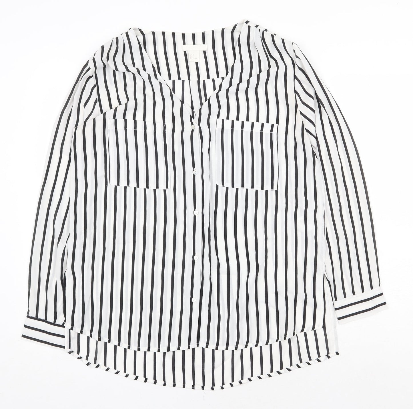 Womens UK Size 10 H&M White Basic Button-Up