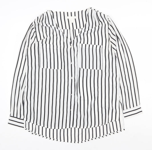 Womens UK Size 10 H&M White Basic Button-Up