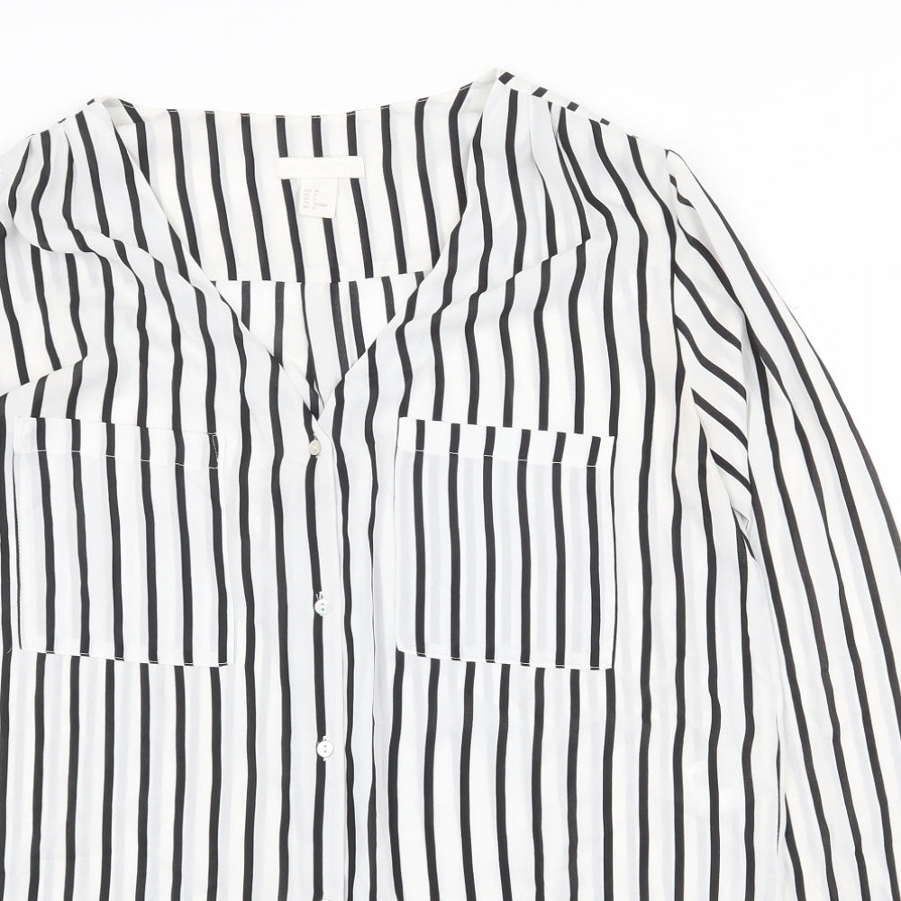 Womens UK Size 10 H&M White Basic Button-Up