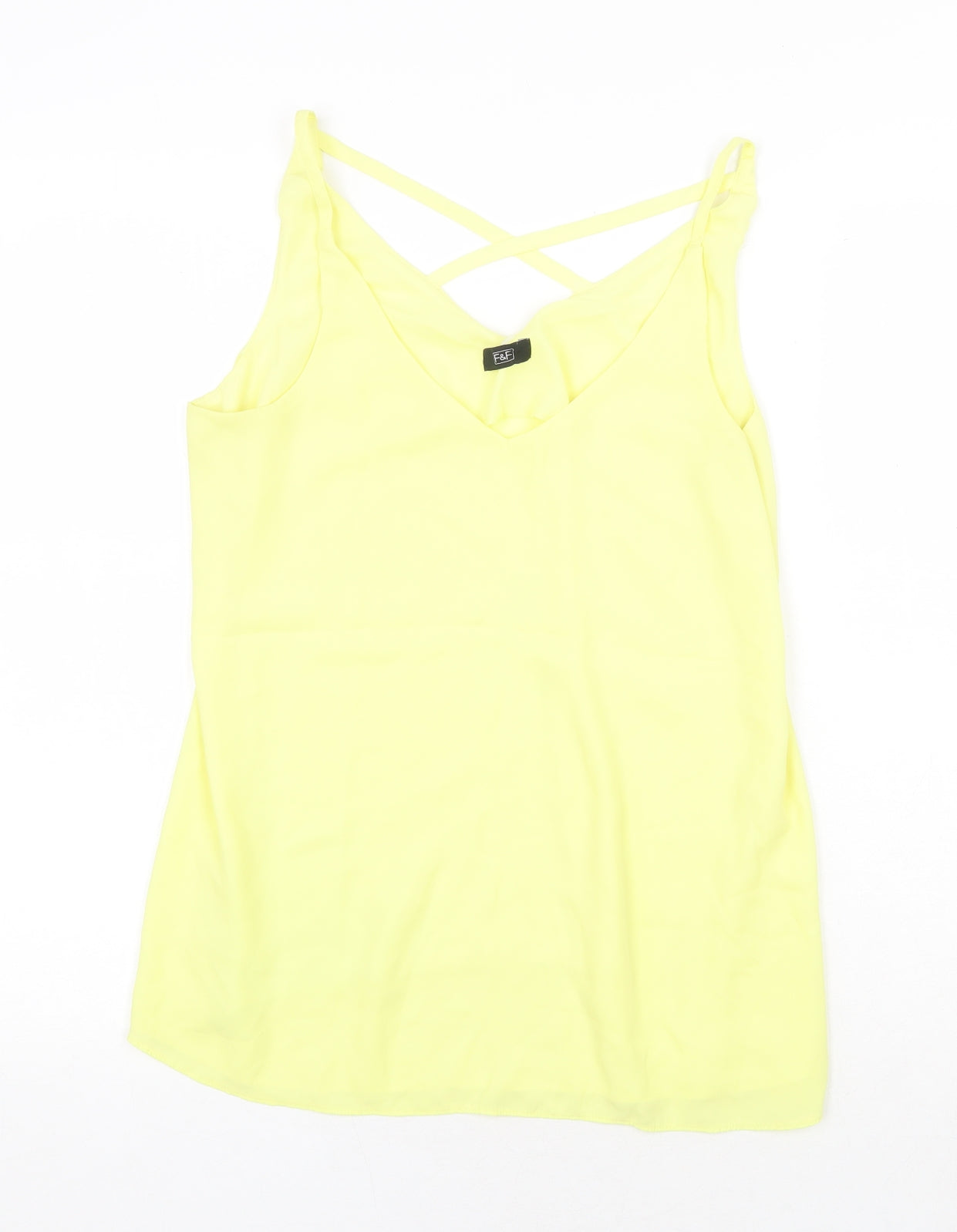F&F Womens Yellow Polyester Camisole Tank Size 10 V-Neck