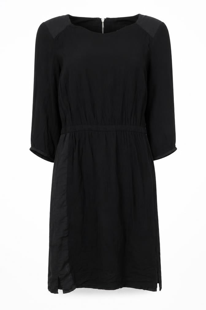 H&M Womens Black Polyester Shift Size 6 Boat Neck Zip