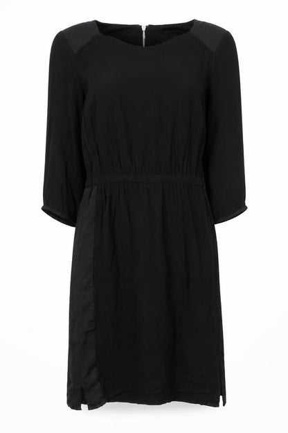 H&M Womens Black Polyester Shift Size 6 Boat Neck Zip
