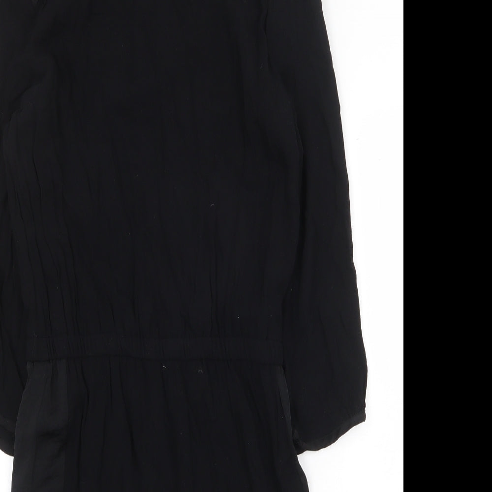 H&M Womens Black Polyester Shift Size 6 Boat Neck Zip