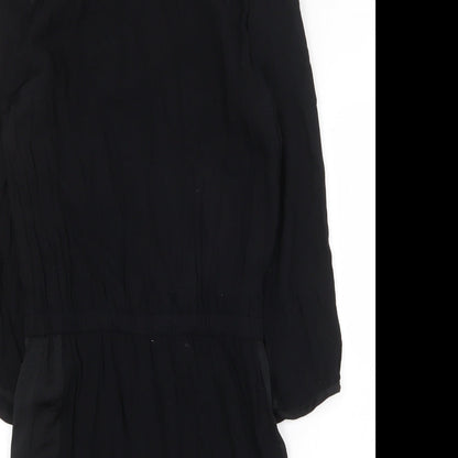 H&M Womens Black Polyester Shift Size 6 Boat Neck Zip