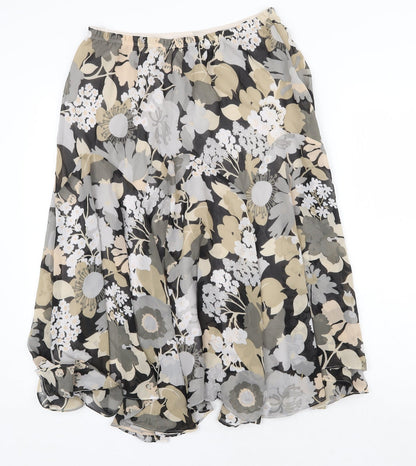Bob Markie Womens Brown Floral Polyester A-Line Skirt Size L