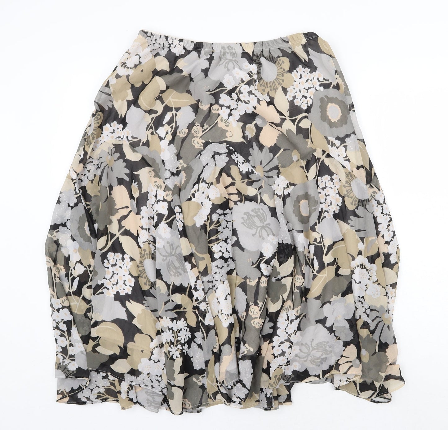 Bob Markie Womens Brown Floral Polyester A-Line Skirt Size L