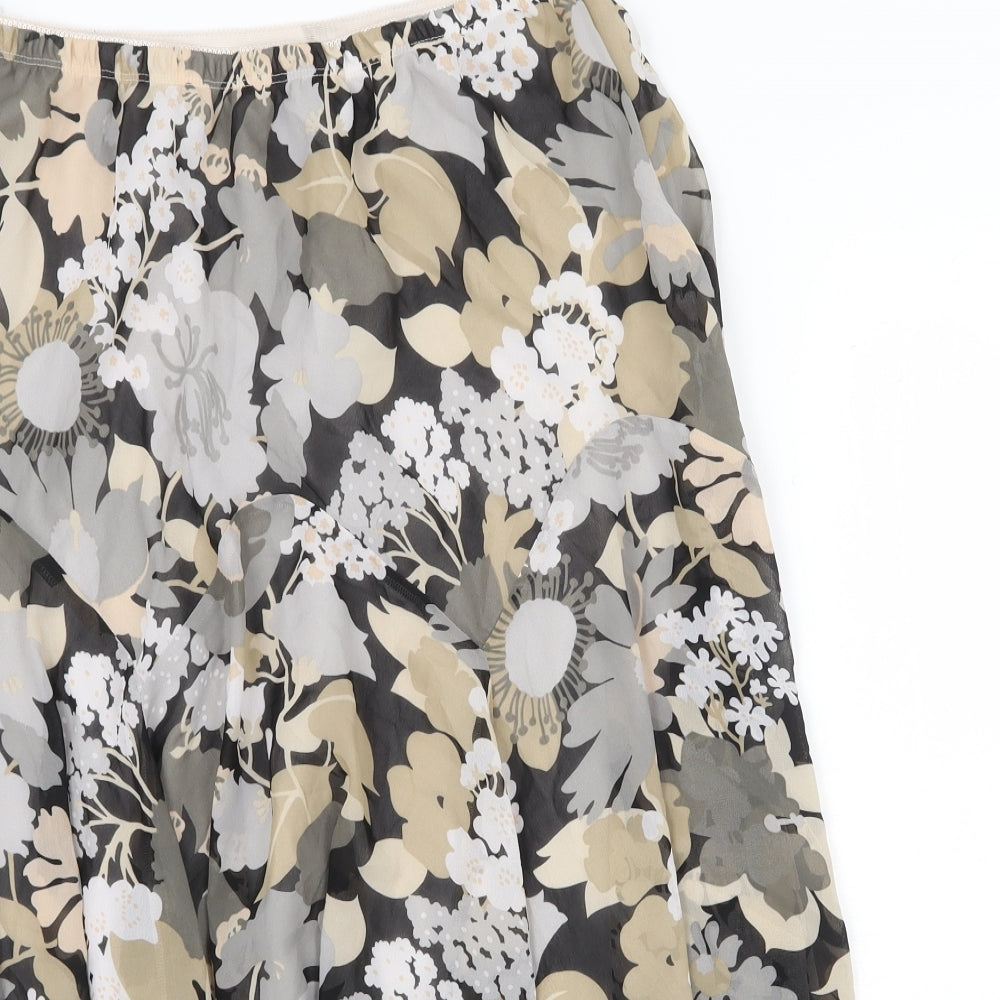 Bob Markie Womens Brown Floral Polyester A-Line Skirt Size L