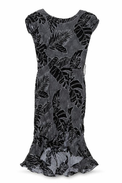 All That Jayy Womens Black Geometric Viscose Mermaid Size 10 Boat Neck Zip - Leaf Pattern