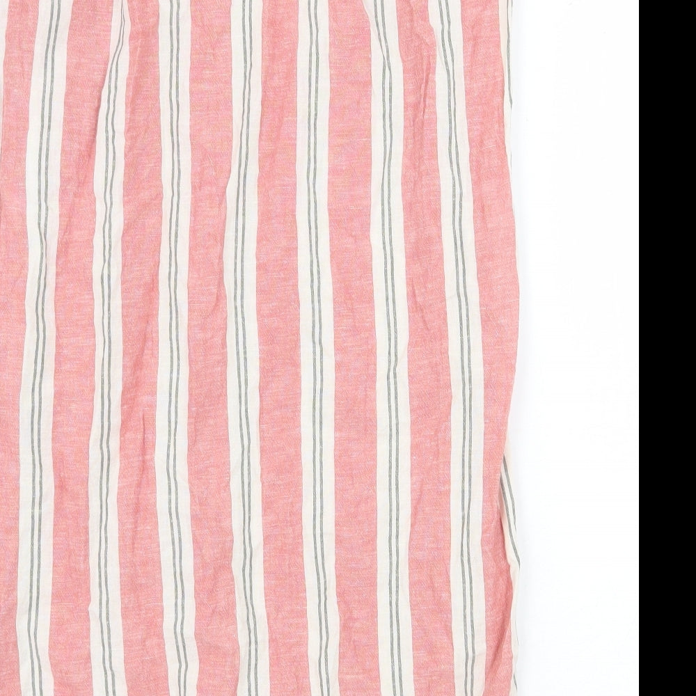 Nutmeg Womens Pink Striped Cotton Straight & Pencil Skirt Size 10 Button