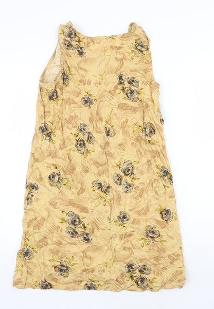 Preworn Womens Beige Geometric Polyester Tank Dress Size M Round Neck Pullover