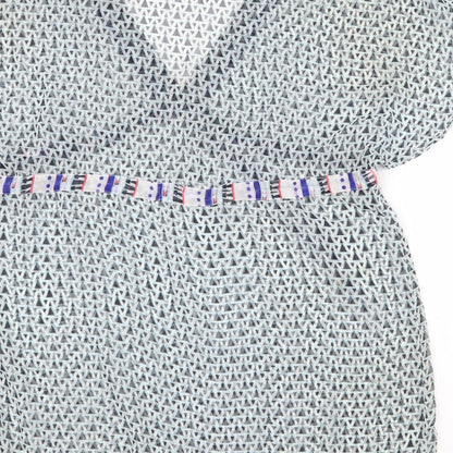 F&F Womens Green Geometric Polyester A-Line Size M V-Neck Tie