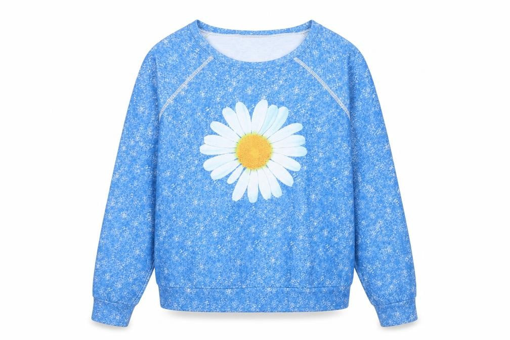 Sheilay Womens Blue Polyester Basic Blouse Size L Scoop Neck - Daisy