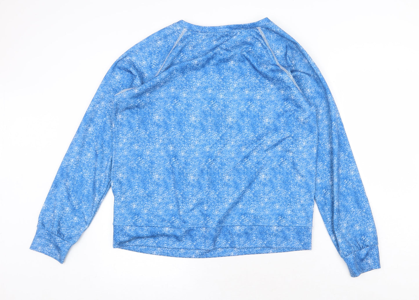 Sheilay Womens Blue Polyester Basic Blouse Size L Scoop Neck - Daisy