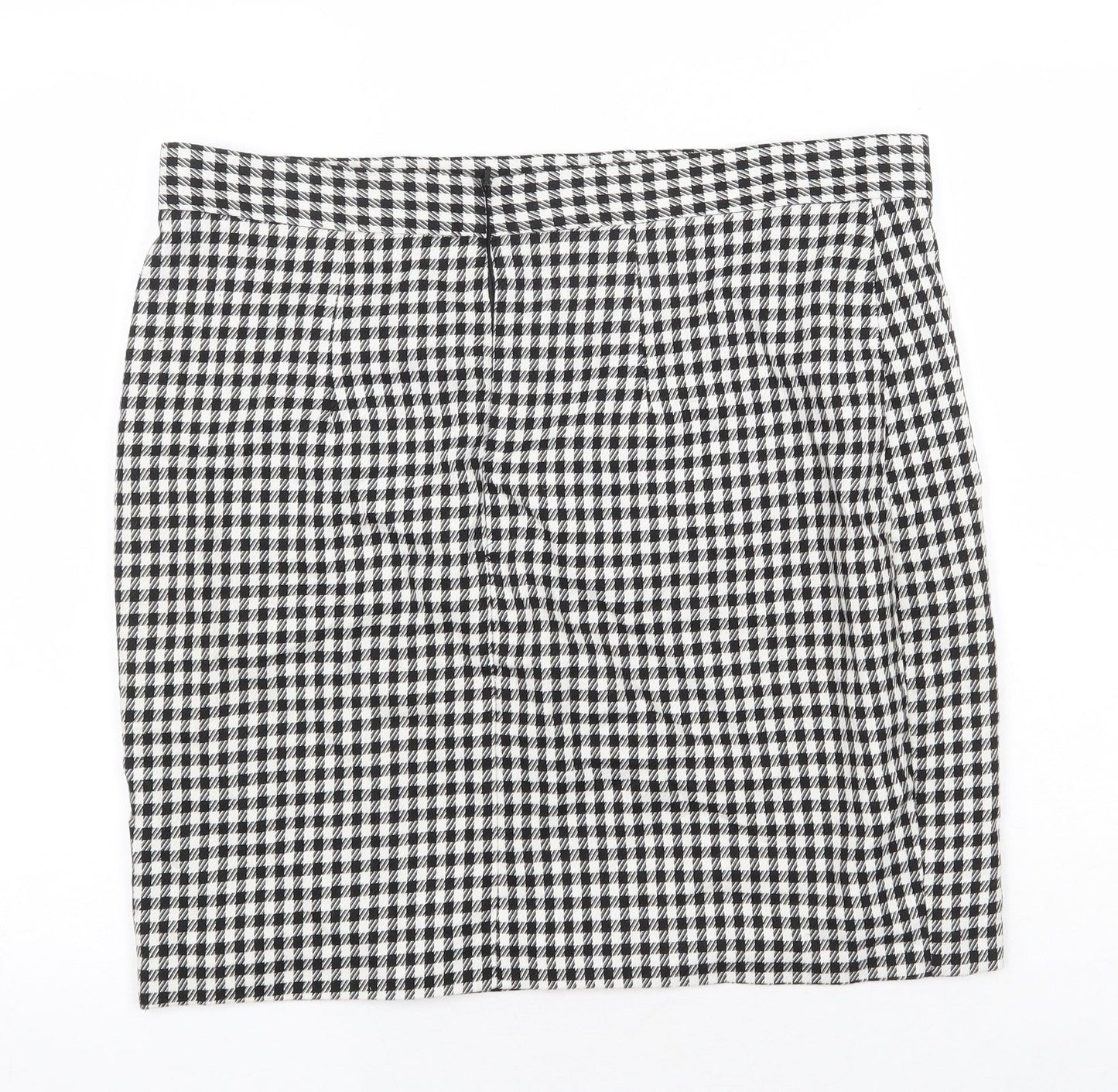 M&Co Womens Black Check Polyester Mini Skirt Size 10 Zip