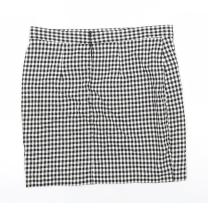 M&Co Womens Black Check Polyester Mini Skirt Size 10 Zip