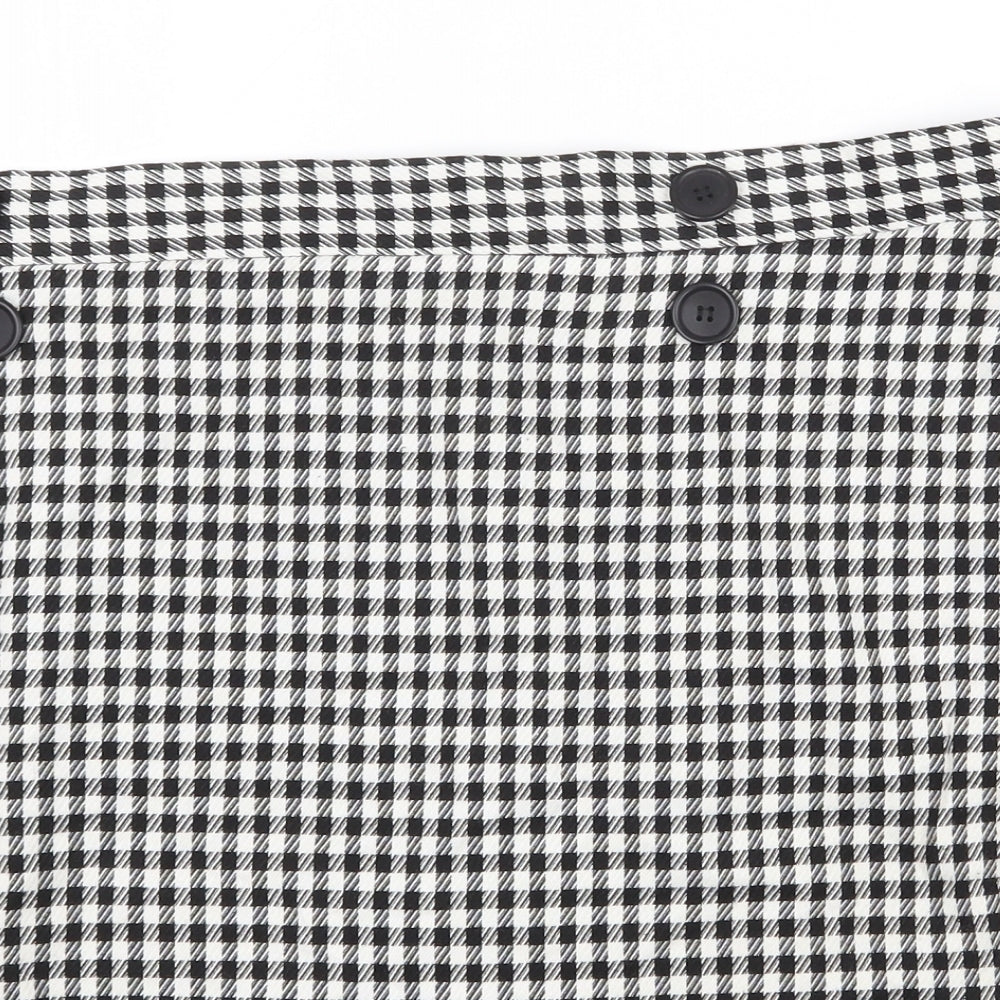 M&Co Womens Black Check Polyester Mini Skirt Size 10 Zip