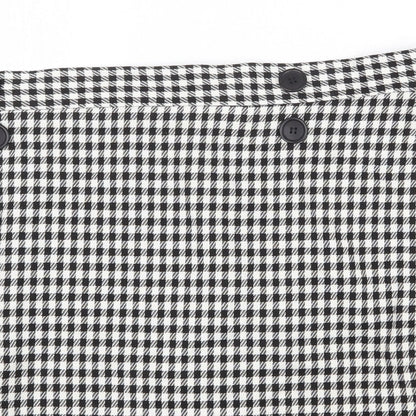 M&Co Womens Black Check Polyester Mini Skirt Size 10 Zip