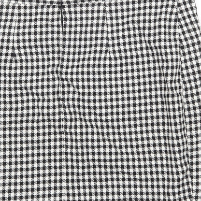 M&Co Womens Black Check Polyester Mini Skirt Size 10 Zip