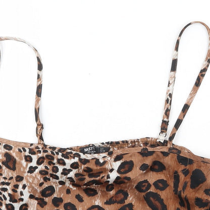 Nasty Gal Womens Brown Animal Print Polyester Cropped Tank Size 6 Square Neck - Leopard Print