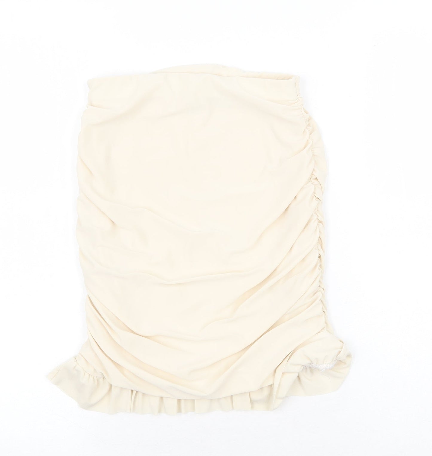 PRETTYLITTLETHING Womens Beige Polyester Bandage Skirt Size 6