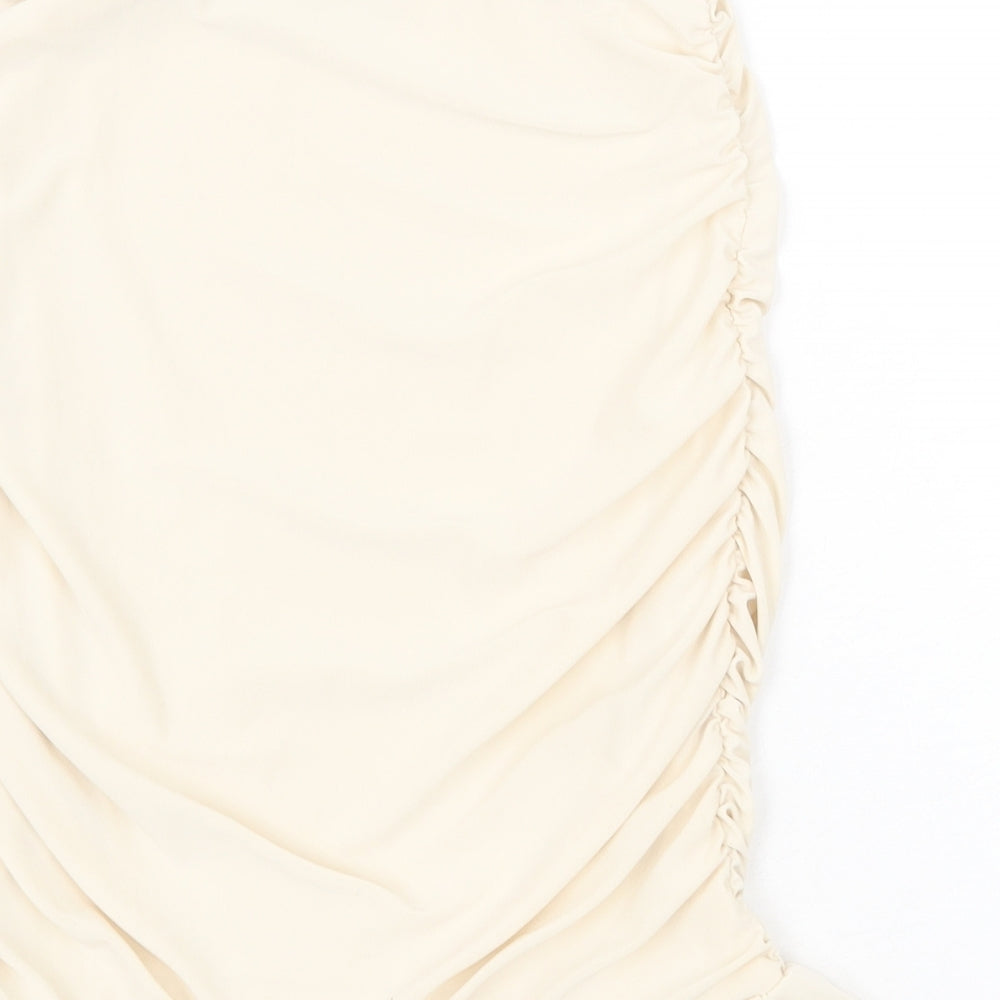 PRETTYLITTLETHING Womens Beige Polyester Bandage Skirt Size 6