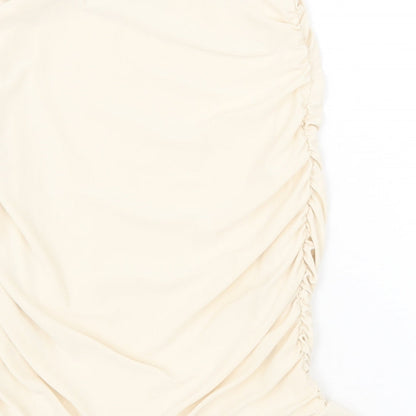 PRETTYLITTLETHING Womens Beige Polyester Bandage Skirt Size 6