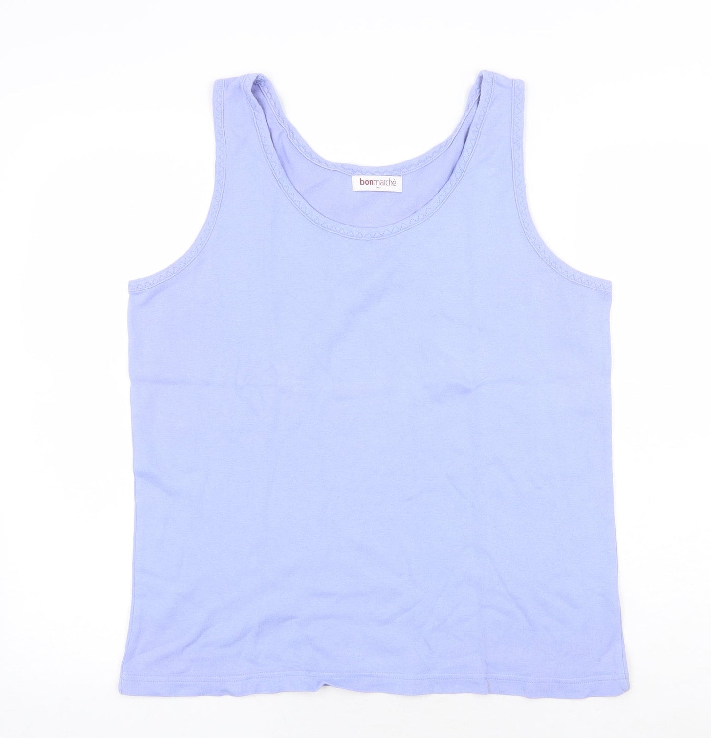 Bonmarché Womens Purple 100% Cotton Basic Tank Size M Round Neck