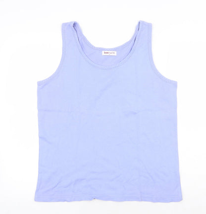 Bonmarché Womens Purple 100% Cotton Basic Tank Size M Round Neck