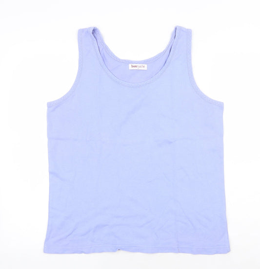 Bonmarché Womens Purple 100% Cotton Basic Tank Size M Round Neck