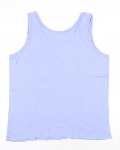 Bonmarché Womens Purple 100% Cotton Basic Tank Size M Round Neck