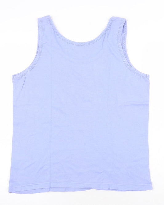 Bonmarché Womens Purple 100% Cotton Basic Tank Size M Round Neck