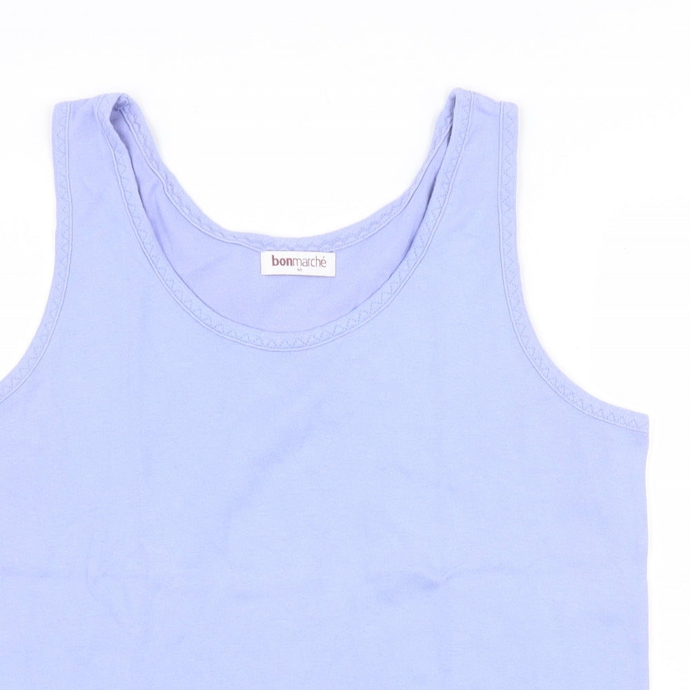 Bonmarché Womens Purple 100% Cotton Basic Tank Size M Round Neck