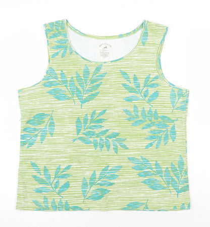 Womens UK Size XL White Stag Green Basic Tank