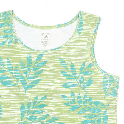 Womens UK Size XL White Stag Green Basic Tank