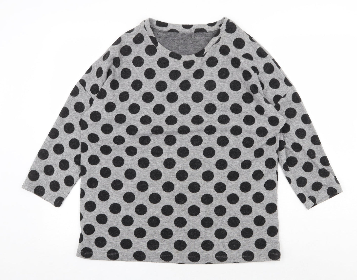 TU Womens Grey Scoop Neck Polka Dot Polyester Pullover Jumper Size 14