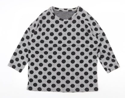 TU Womens Grey Scoop Neck Polka Dot Polyester Pullover Jumper Size 14