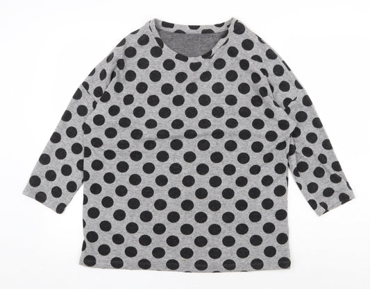 TU Womens Grey Scoop Neck Polka Dot Polyester Pullover Jumper Size 14