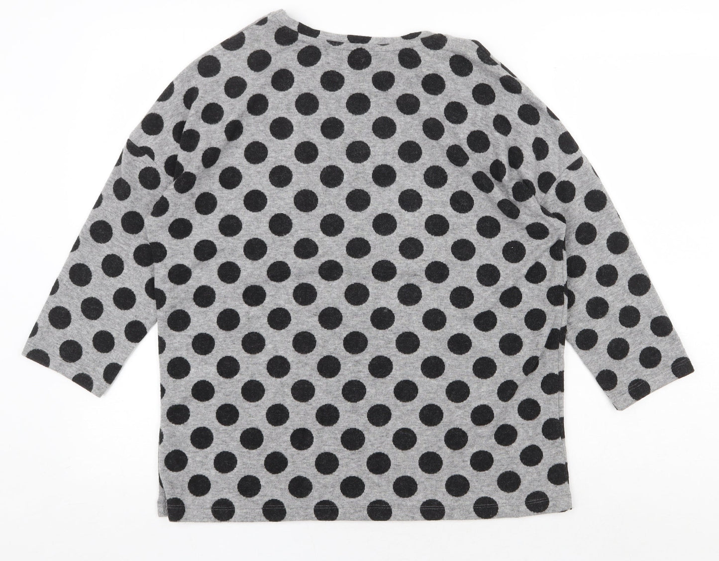 TU Womens Grey Scoop Neck Polka Dot Polyester Pullover Jumper Size 14