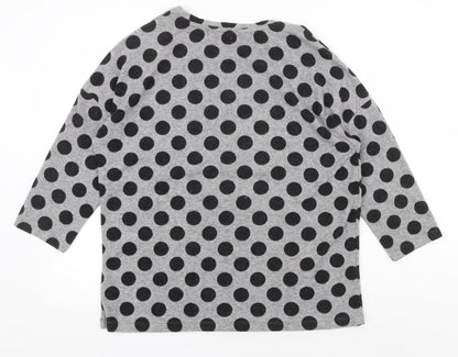 TU Womens Grey Scoop Neck Polka Dot Polyester Pullover Jumper Size 14