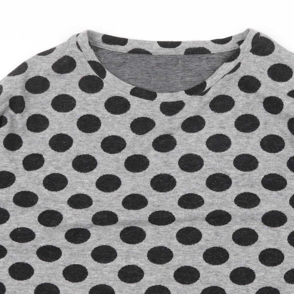 TU Womens Grey Scoop Neck Polka Dot Polyester Pullover Jumper Size 14
