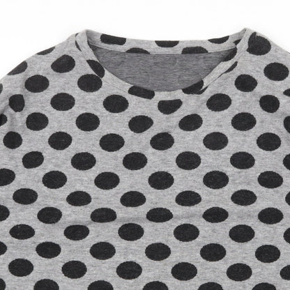TU Womens Grey Scoop Neck Polka Dot Polyester Pullover Jumper Size 14
