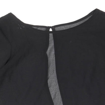 Zack Womens Black Polyester Basic Blouse Size M Boat Neck - Bell Sleeve, Open Back