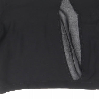 Zack Womens Black Polyester Basic Blouse Size M Boat Neck - Bell Sleeve, Open Back