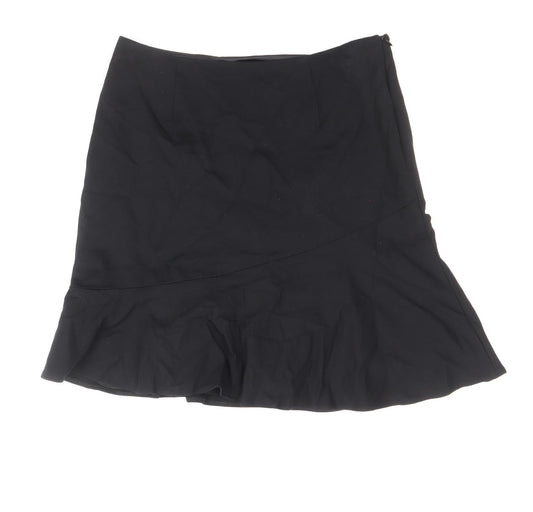 Marks and Spencer Womens Black Viscose Trumpet Skirt Size 12 Zip
